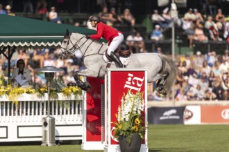 Nicola Philippaerts of Belgium, riding Qnokke de Muze, competes in the first round of the 2025 BMO