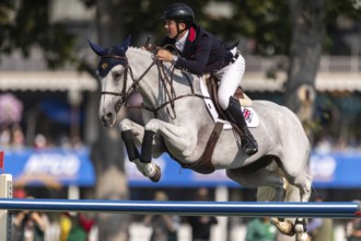 Matthew Sampson of Great Britain, riding Ebolensky competes in the first round of the 2025 BMO