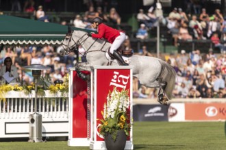 Nicola Philippaerts of Belgium, riding Qnokke de Muze, competes in the first round of the 2025 BMO