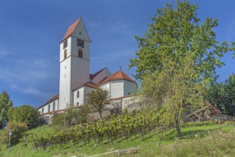 Parish church of St Lawrence from 1404 in Leupolz in Karbachtal, Allgäu, Baden-Württemberg, Germany