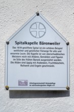 Information sign, hospital chapel in Bärenweiler from 1619 near Kisslegg, Allgäu,