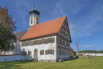 Hospital chapel in Bärenweiler from 1619 and pointed gable façade with half-timbering near