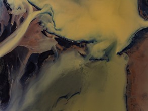 River, river course, river delta, branches, aerial view, wild river, summer, marshland, sediments,