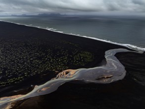 River, river course, river delta, branches, aerial view, wild river, summer, marshland, sediments,