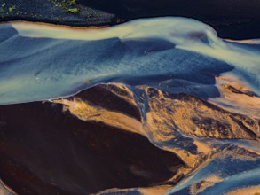 River, river course, river delta, branches, aerial view, wild river, summer, marshland, sediments,