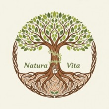 A detailed illustration of a tree of life logo, featuring intricate roots, branches, and leaves,