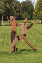 Metal art figures in the castle park in Kisslegg, Allgäu, Baden-Württemberg, Germany