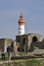 Pointe St Mathieu and Abbey Lighthouse, A historical lighthouse stands amidst ancient stone ruins