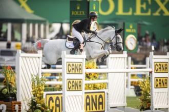 Hilary Scott or Australia, riding Oaks Milky Way competes in the 2025 Spruce Meadows Masters on