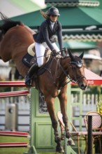 Alessandra Reich of Austria, riding Oeli R, competes in the 2025 Spruce Meadows Masters on