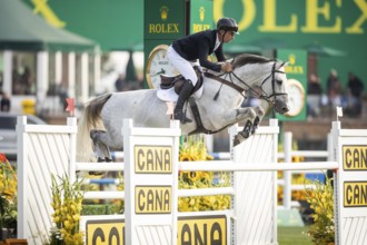 Armando Trapote of Spain, riding Caept'n Hook competes in the 2025 Spruce Meadows Masters on