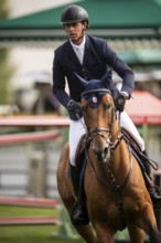 Ben Maher of Great Britain, riding Enjeu De Grisien competes in the 2025 Spruce Meadows Masters on