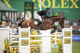 Thibault Philippaerts of Belgium, riding Lyandro competes in the 2025 Spruce Meadows Masters on