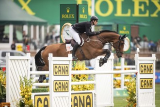 Thibault Philippaerts of Belgium, riding Lyandro competes in the 2025 Spruce Meadows Masters on