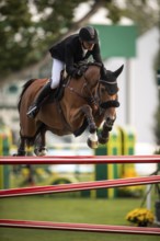 Andreas Schou of Denmark, riding Billy Matador competes in the 2025 Spruce Meadows Masters on