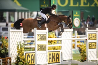 Andreas Schou of Denmark, riding Billy Matador competes in the 2025 Spruce Meadows Masters on