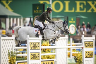 Daniel Coyle of Ireland, riding Incredible competes in the 2025 Spruce Meadows Masters on September