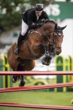 Thibault Philippaerts of Belgium, riding Lyandro competes in the 2025 Spruce Meadows Masters on