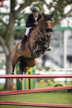 Bertram Allen of Ireland, riding Qonquest De Rigo competes in the 2025 Spruce Meadows Masters on