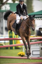 Kristaps Neretnieks of Austria, riding Valour competes in the 2025 Spruce Meadows Masters on