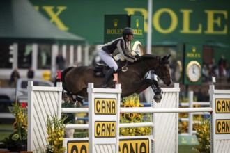 Nicola Philippaerts of Belgium, riding Gadget Mouche competes in the 2025 Spruce Meadows Masters on