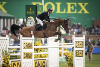 Kristaps Neretnieks of Austria, riding Valour competes in the 2025 Spruce Meadows Masters on