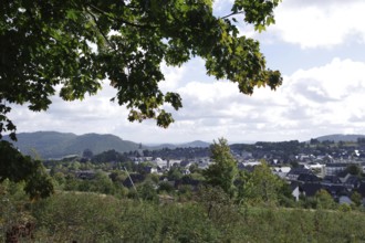 Winterberg, Landscape, Town centre, Catholic church, Autumn, Hochsauerland, North Rhine-Westphalia,