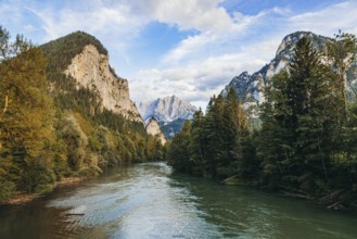 View of the Enns, Ödstein in the background, Admont, Styria, Austria
