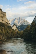 View of the Enns, Ödstein in the background, Admont, Styria, Austria
