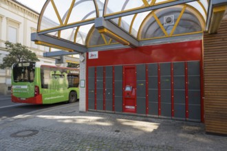 Lockers, locker system, railway station, Bamberg, Upper Franconia, Franconia, Bavaria, Germany