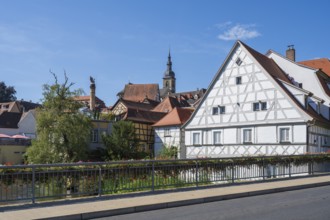 Mill Bridge, Upper Mills, Church of St Stephen, River Regnitz, Old Town, UNESCO World Heritage