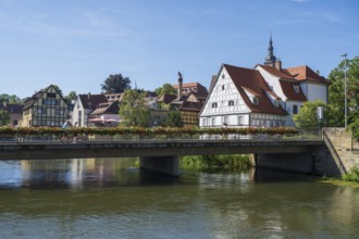 Mill Bridge, Upper Mills, Church of St Stephen, River Regnitz, Old Town, UNESCO World Heritage