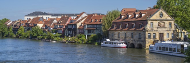 Building on the Regnitz, jetty, Little Venice, Old Town, UNESCO World Heritage Site, Bamberg, Upper