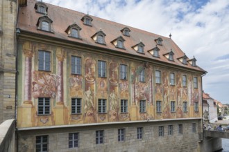 Painted façade, Old Town Hall, Upper Bridge, Old Town, UNESCO World Heritage Site, Bamberg, Upper