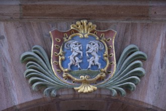 Coat of arms from the 16th century, at the flea market, Nuremberg, Middle Franconia, Bavaria,