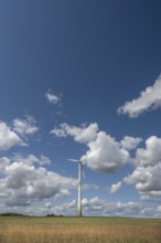 Wind turbine in open landscape, Karsberg, Upper Franconia, Bavaria, Germany