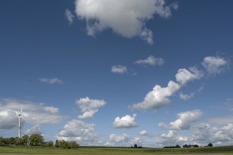 Wind turbine in open landscape, Karsberg, Upper Franconia, Bavaria, Germany