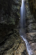 Water gushing into the gorge, small waterfall, Schrattenkalk, Breitachklamm, Oberstdorf, Allgäu