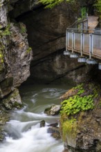 Breitach flows through gorge, stream, Schrattenkalk, footbridge, hiking trail, Breitachklamm gorge,