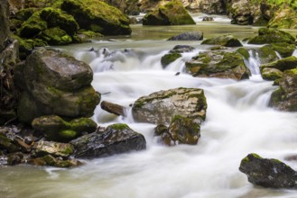 Breitach flows through stream bed with stones, stream, Schrattenkalk, Breitachklamm gorge,