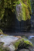 Sinterstein with mosses, Hinanger waterfalls, gorge, rock, limestone, Hinang, Fischen, Allgäu Alps,