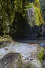 Sinterstein with mosses, Hinanger waterfalls, gorge, rock, limestone, Hinang, Fischen, Allgäu Alps,