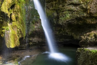 Hinang waterfalls, gorge, rock, limestone, mosses, deadwood, Hinang, Fischen, Allgäu Alps, Bavaria,