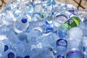 Collection containers for PET bottles, containers, plastic bottles, Portugal has no deposit system,