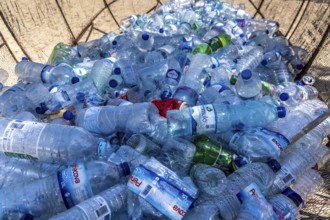 Collection containers for PET bottles, containers, plastic bottles, Portugal has no deposit system,