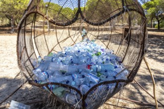 Collection containers for PET bottles, containers, plastic bottles, Portugal has no deposit system,