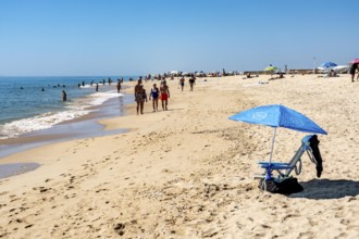 Kilometre-long beach Praia da Ilha de Tavira, on the island off Tavira, partly managed, Algarve,