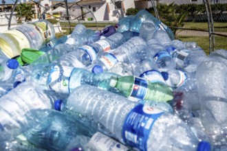 Collection containers for PET bottles, containers, plastic bottles, Portugal has no deposit system,