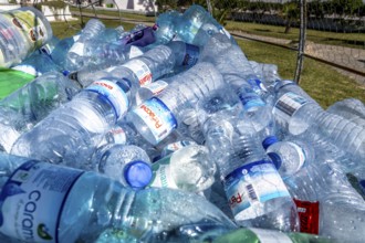 Collection containers for PET bottles, containers, plastic bottles, Portugal has no deposit system,