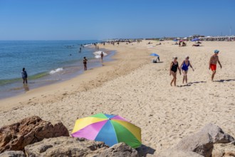 Kilometre-long beach Praia da Ilha de Tavira, on the island off Tavira, port side beacon to the